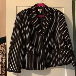 Classy Cream Black Polka Dot Blazer Talbots Petite
